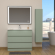 Meuble salle de bain 100 cm A poser - Plan vasque céramique - Vert mat - Karaib 2