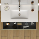 Meuble salle de bain 100 cm A poser - Plan vasque céramique - Vert mat - Karaib 2
