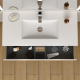 Meuble salle de bain 100 cm A poser - Plan vasque céramique - Cachemire mat - Karaib 2
