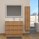 Meuble salle de bain 100 cm A poser - Plan vasque céramique - Effet bois strié - Karaib 2