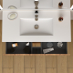 Meuble salle de bain 100 cm A poser - Plan vasque céramique - Effet bois strié - Karaib 2