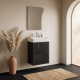 Meuble salle de bain faible profondeur 50 cm x 30 cm noir mat à suspendre Doti