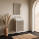 Meuble salle de bain faible profondeur 50 cm x 30 cm cachemire mat à suspendre Doti