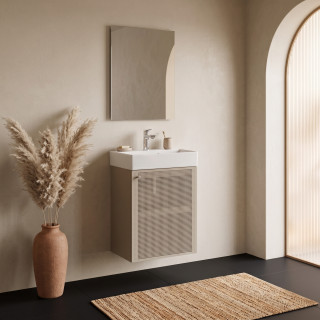 Meuble salle de bain faible profondeur 50 cm x 30 cm cachemire mat à suspendre Doti