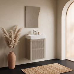 Meuble salle de bain faible profondeur 50 cm x 30 cm cachemire mat à suspendre Doti