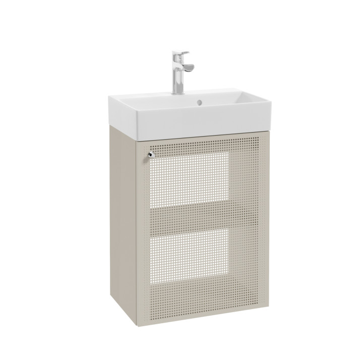 Meuble salle de bain faible profondeur 50 cm x 30 cm cachemire mat à suspendre Doti
