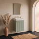 Meuble salle de bain faible profondeur 50 cm x 30 cm Vert strié eucalyptus à suspendre Vetti
