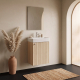 Meuble salle de bain faible profondeur 50 cm x 30 cm Chêne vincenza strié à suspendre Vetti