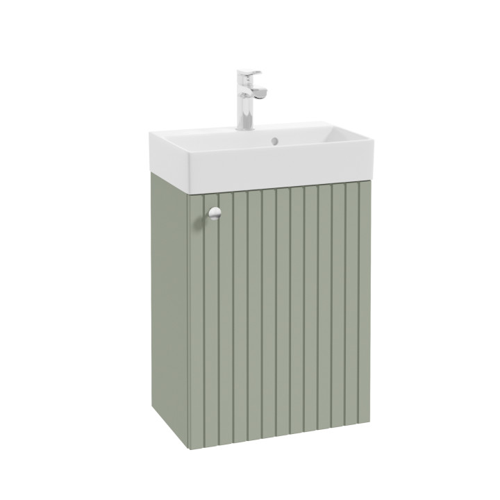 Meuble salle de bain faible profondeur 50 cm x 30 cm Vert strié eucalyptus à suspendre Vetti
