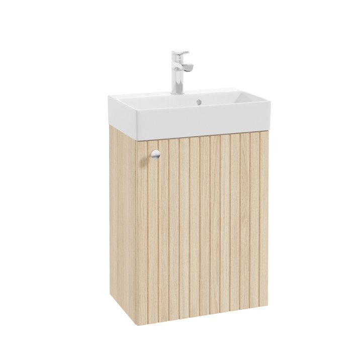 Meuble salle de bain faible profondeur 50 cm x 30 cm Chêne vincenza strié à suspendre Vetti