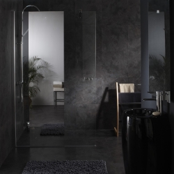 Paroi de douche fixe italienne 120x195 cm Réversible avec Porte-Savon et Bande Miroir