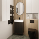 Meuble salle de bain faible profondeur 50 cm x 30 cm noir mat à suspendre Doti