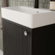 Meuble salle de bain faible profondeur 50 cm x 30 cm noir mat à suspendre Doti