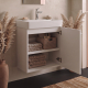 Meuble salle de bain faible profondeur 50 cm x 30 cm blanc strié à suspendre Vetti