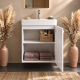 Meuble salle de bain faible profondeur 50 cm x 30 cm blanc strié à suspendre Vetti