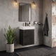 Meuble salle de bain faible profondeur 50 cm x 30 cm noir mat à suspendre Doti
