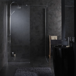 Ensemble double paroi de douche fixe italienne + retour latéral 80x195 cm aluminium chromé verre securit 8 mm réversible