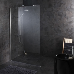 Paroi de douche fixe italienne 120x195 cm inox chromé verre de sécurité 8 mm réversible