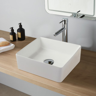 Vasque à poser carrée 38.5 cm - Blanc brillant - Rebords fins - Carrare
