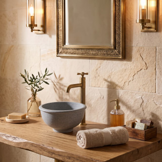 Vasque a poser ronde style ancien – Vasques pierre grise ardoise