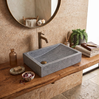 Vasque à Poser Rectangulaire en Pierre Naturelle – Beau Design 