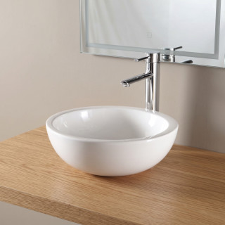 Vasque à Poser Ronde en Céramique Blanche - Élégance Compacte.