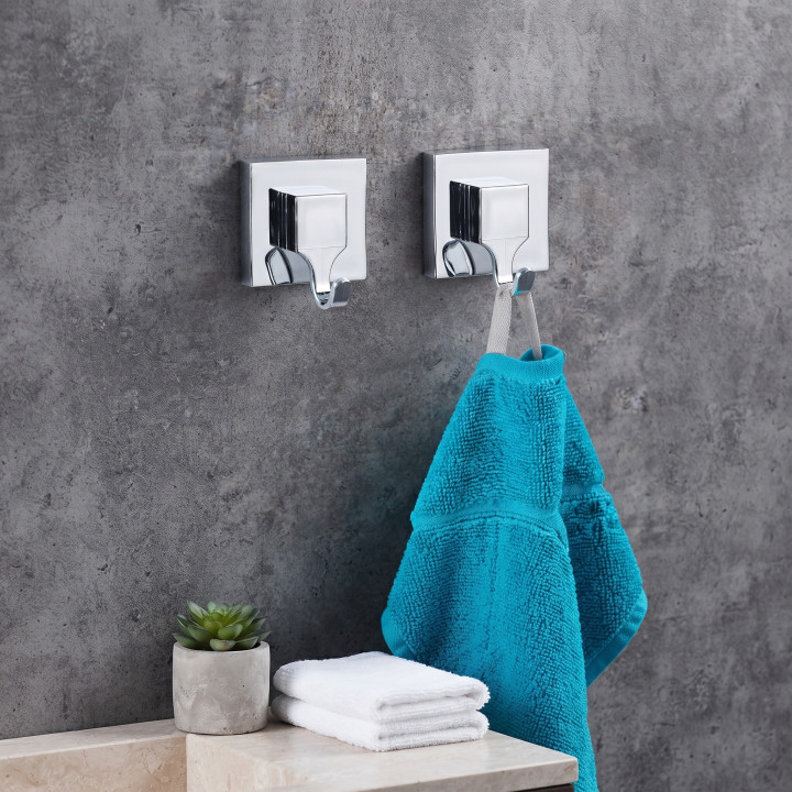 Lot de 2 crochets porte-serviette Quadro - Wenko