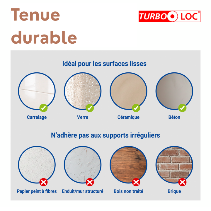 Crochet mural inox marron mat sans perçage Turbo-Loc Wenko (x2)