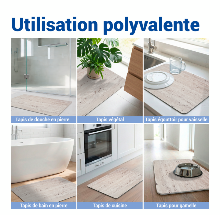 Tapis de bain diatomite Puna Pierre 80x50 - Wenko