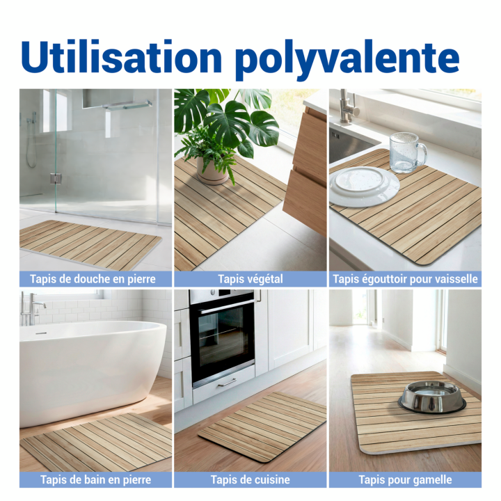 Tapis de bain diatomite Lepiana Bois 80x50 - Wenko