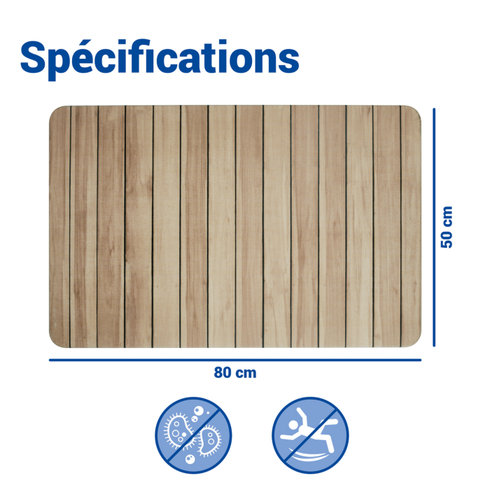 Tapis de bain diatomite Lepiana Bois 80x50 - Wenko
