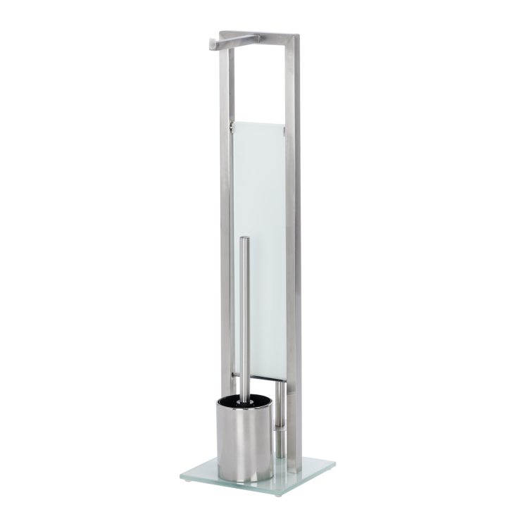 Serviteur WC sur pied inox mat et verre blanc Rivalta | PlaneteBain