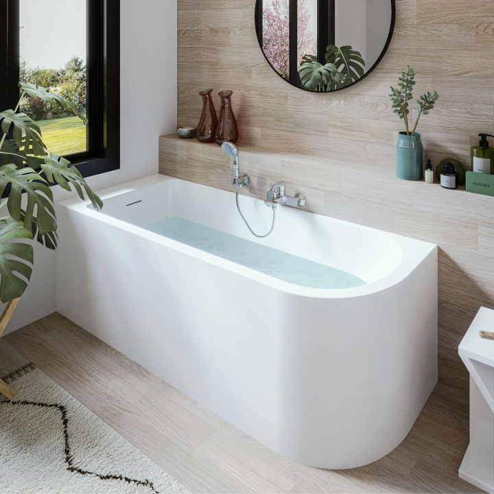 Baignoire Semi-Îlot Angle gauche Candela 2 170x75 - Blanc