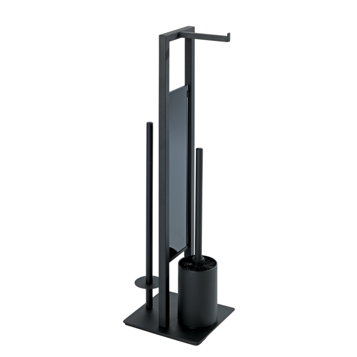 Serviteur WC sur pied noir mat et verre noir Rivalta | PlaneteBain