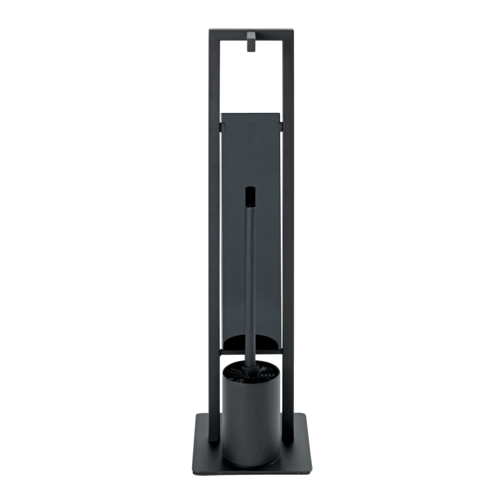 Serviteur WC sur pied noir mat et verre noir Rivalta | PlaneteBain