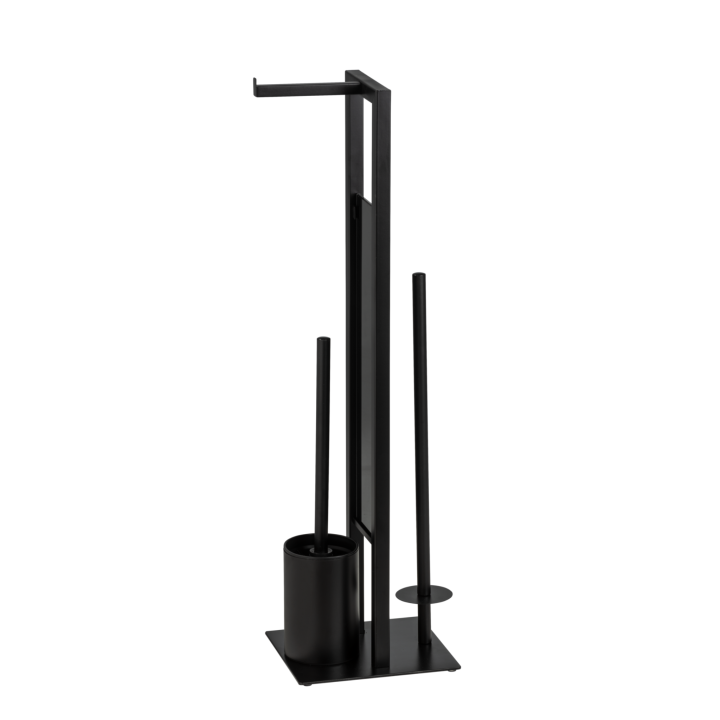 Serviteur WC sur pied noir mat et verre noir Rivalta | PlaneteBain