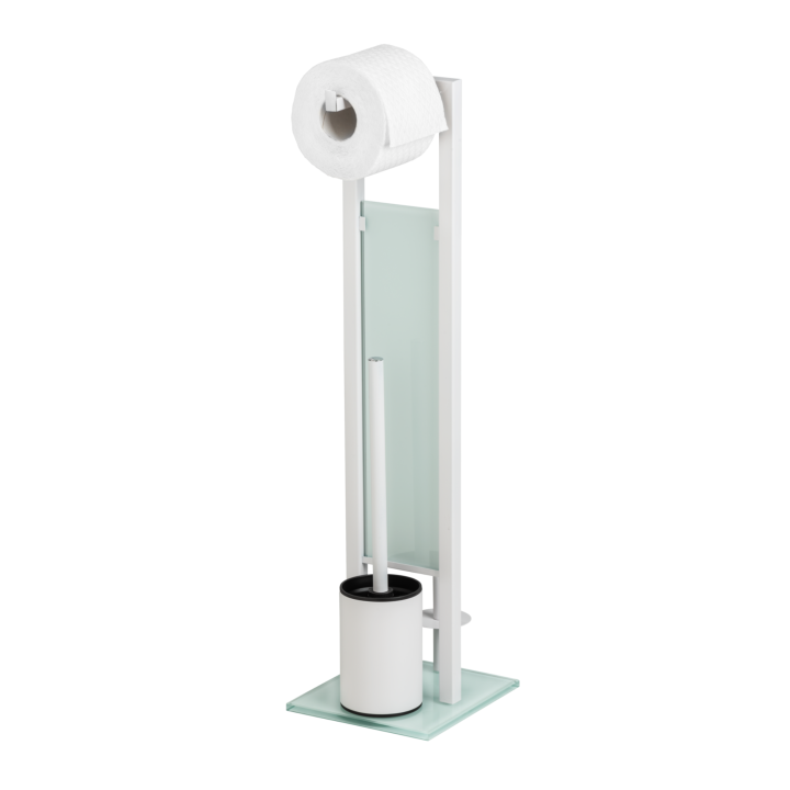 Serviteur WC sur pied blanc et verre blanc Rivalta | PlaneteBain