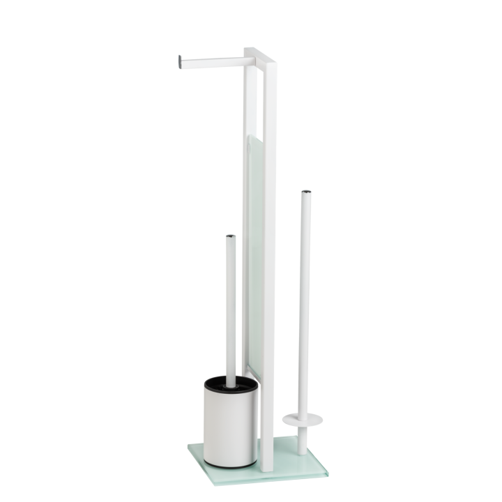 Serviteur WC sur pied blanc et verre blanc Rivalta | PlaneteBain