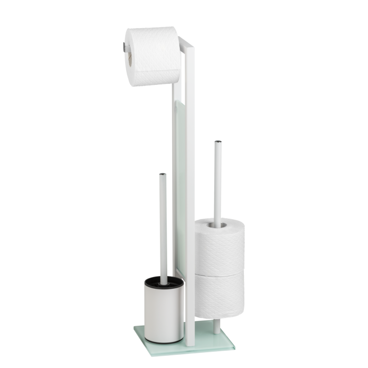 Serviteur WC sur pied blanc et verre blanc Rivalta | PlaneteBain