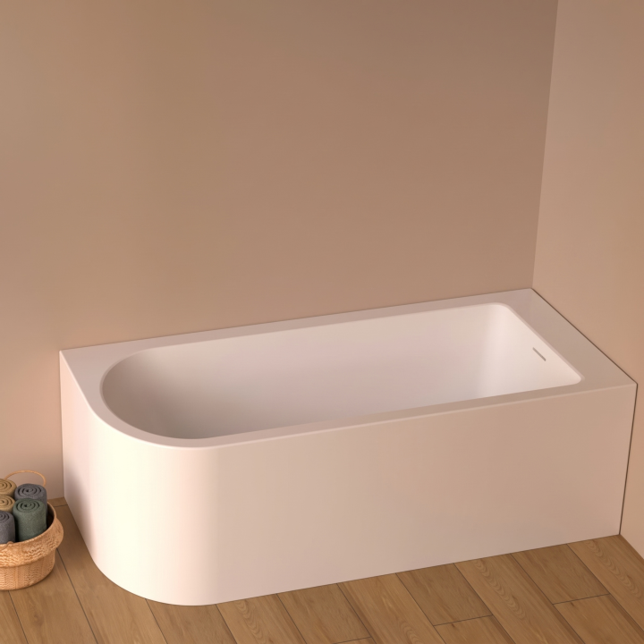 Baignoire Semi-Îlot Angle Droit Candela 2 170x75 - Blanc