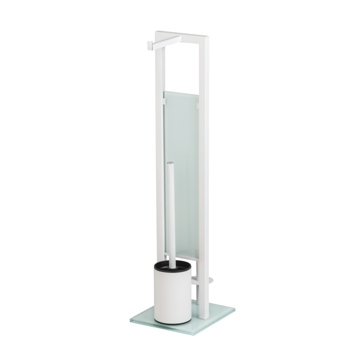 Serviteur WC sur pied blanc et verre blanc Rivalta | PlaneteBain