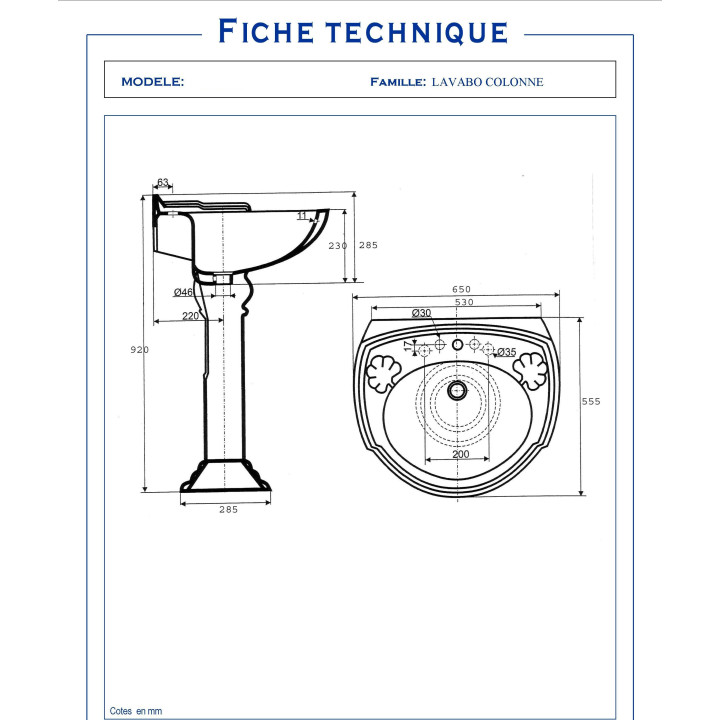 Lavabo Colonne en Céramique Style Antique – Élégance Intemporelle
