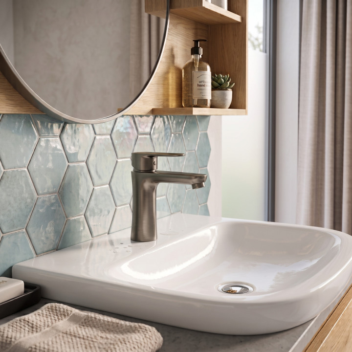 Mitigeur lavabo gris graphite Craft - Design compact et élégant 16.7 cm