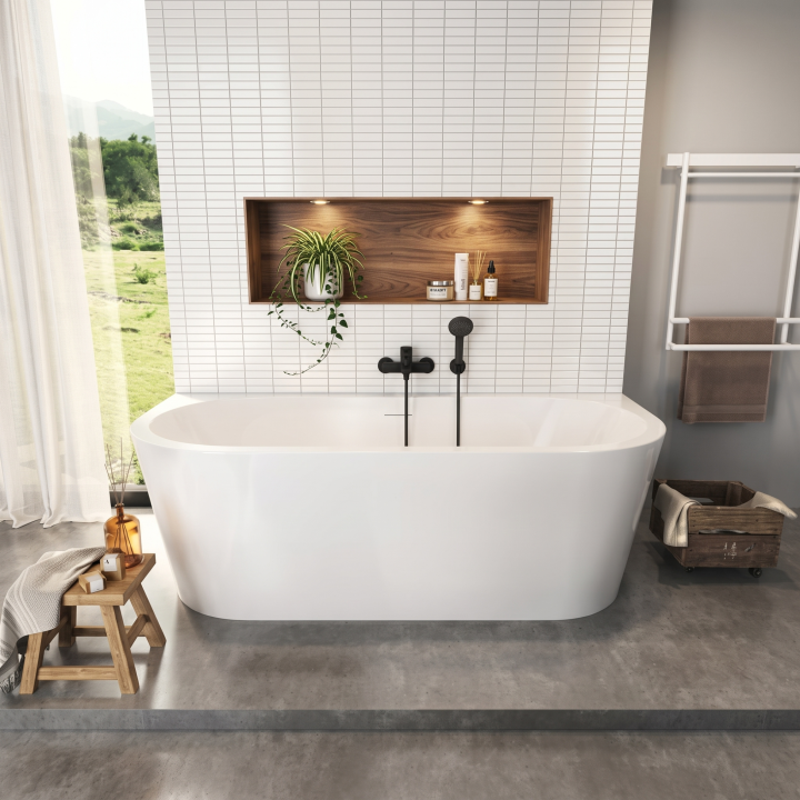 Baignoire Îlot Murale 170x75 Blanc brillant | Philoa 2