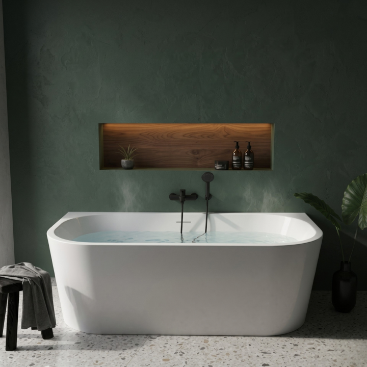 Baignoire Îlot Murale 170x75 Blanc brillant | Philoa 2