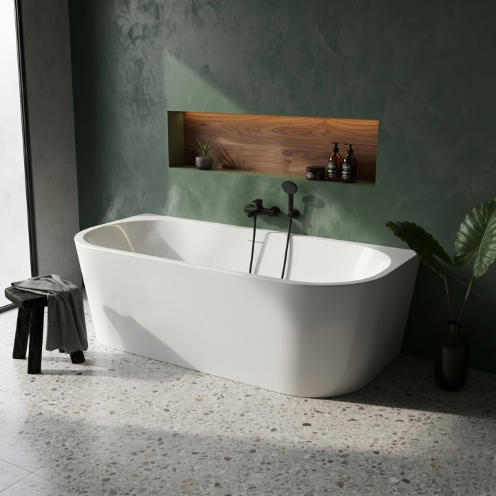 Baignoire Îlot Murale 170x75 Blanc brillant | Philoa 2