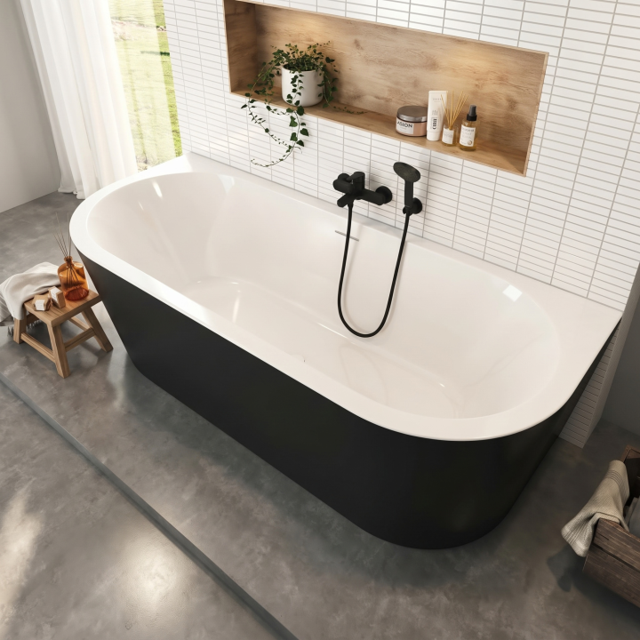 Baignoire Îlot Murale 170x75 Noir & Blanc | Philoa 2