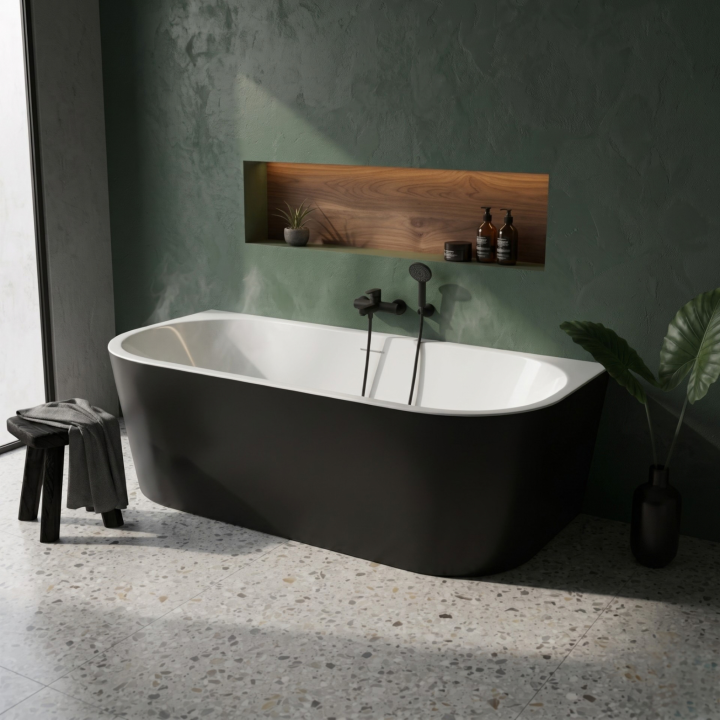 Baignoire Îlot Murale 170x75 Noir & Blanc | Philoa 2