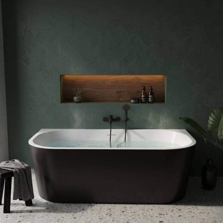 Baignoire Îlot Murale 170x75 Noir & Blanc | Philoa 2