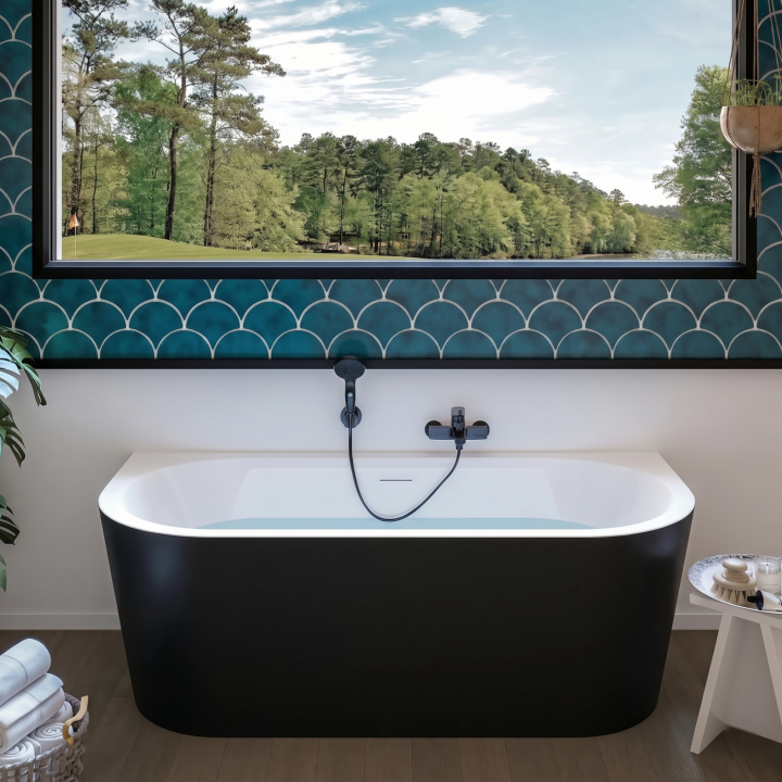 Baignoire Îlot Murale 170x75 Noir & Blanc | Philoa 2